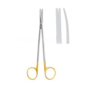 TIJERA METZEMBAUN CURVA, ROMA, MANGO DORADO CON INSERTO EN TUNGSTENO DE 23 CM.