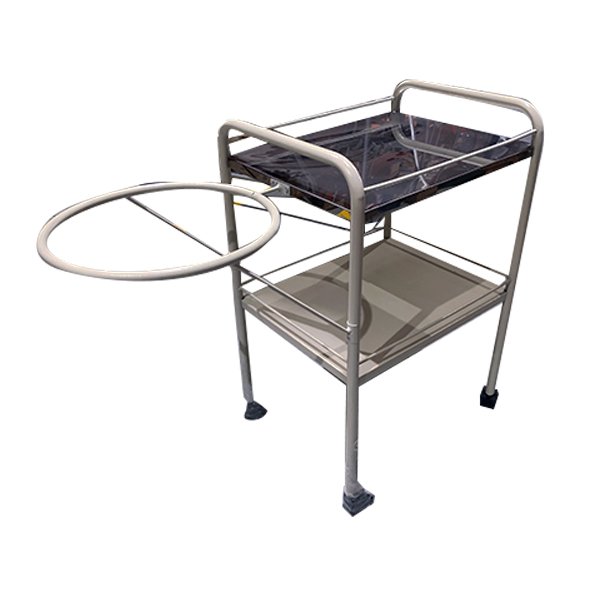 MESA CARRO AUXILIAR DE CURACIONES CON PORTA PLATÓN  COLOR ALMENDRA