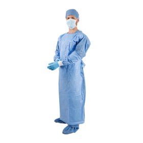 BATON CIRUJANO IMPERMEABLE TERMOSELLADO, MANGA LARGA Y PYNO RESORTADO -  25 -  GRS  - AZUL MEDICO