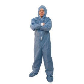 OVEROL ENTERIZO CON CAPOTA, CON PUNO EN ALGODON Y CIERRE EN CREMALLERA   - TALLA XXL -  25 GRS  - AZUL MEDICO